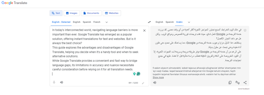 google translate screenshot
